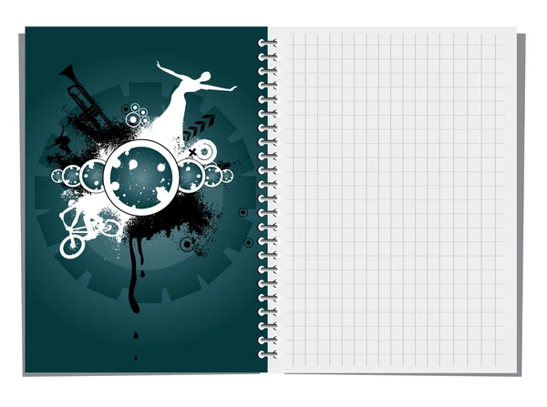 Caderno espiral com ilustração —  Vetores de Stock