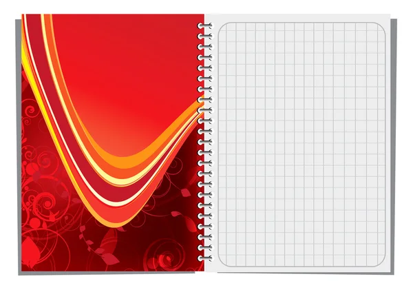 Spiral notebook with illustration — Stock Vector
