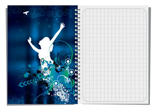 Spiraal notebook met afbeelding — Stockvector