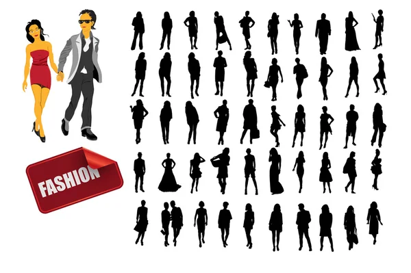High quality posing silhouettes. Vector illustration — Stock Vector
