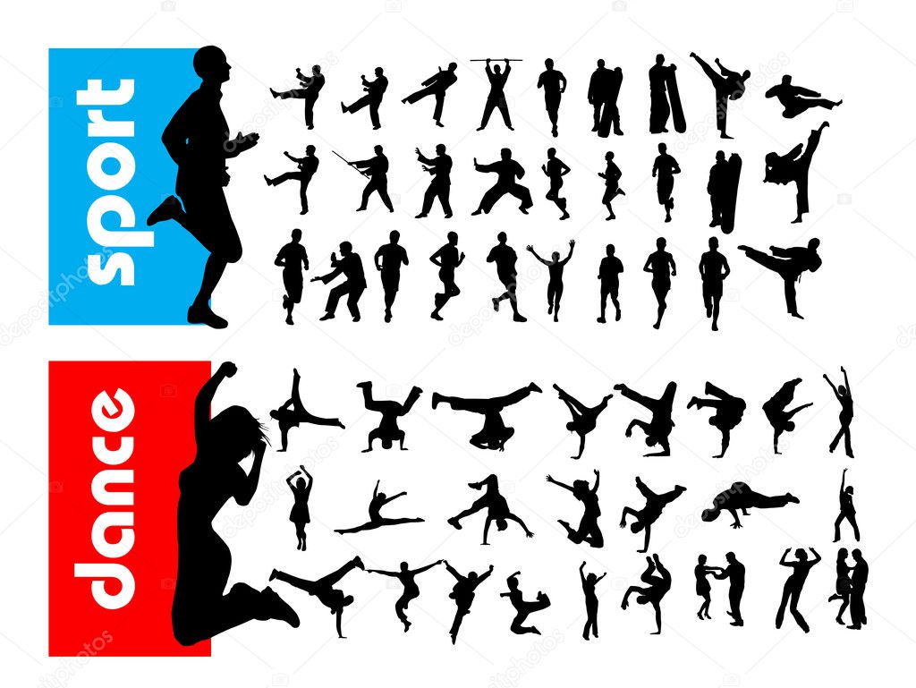 High quality posing silhouettes. Vector illustration