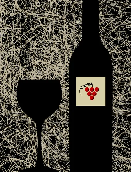 Verre à vin moderne et fond de menu bouteille — Image vectorielle