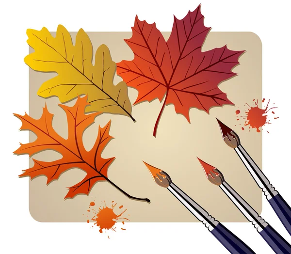 Pinsel mit Herbstfarben — Stockvektor