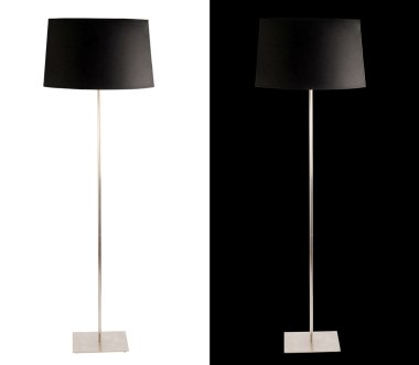 Modern floor lamp isolated over white and black backgrounds clipart