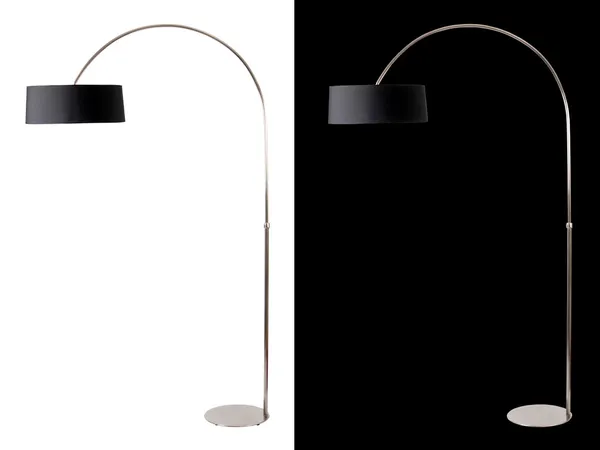 Nowoczesne lampy podłogowe czarny na białym tle biały i czarny — Zdjęcie stockowe