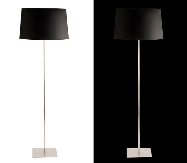Moderní stojací lampa izolované přes bílé a černé pozadí — Stock fotografie