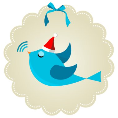 Twitter bird at Christmas time clipart