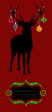 Christmas reindeer silhouette greeting card clipart