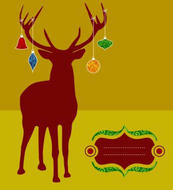 Christmas reindeer silhouette greeting card clipart