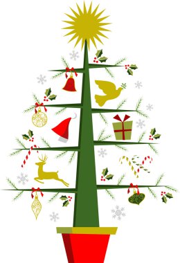 Christmas tree with symbols and decorations clipart