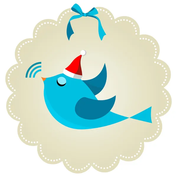 Twitter pássaro na época do Natal — Vetor de Stock
