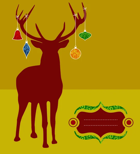 Tarjeta de felicitación de silueta de renos de Navidad — Archivo Imágenes Vectoriales