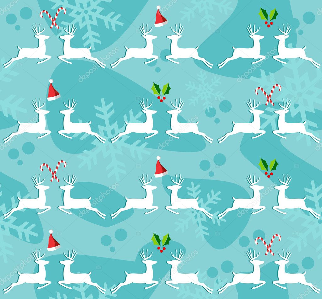 Christmas reindeer seamless pattern background — Stock Vector