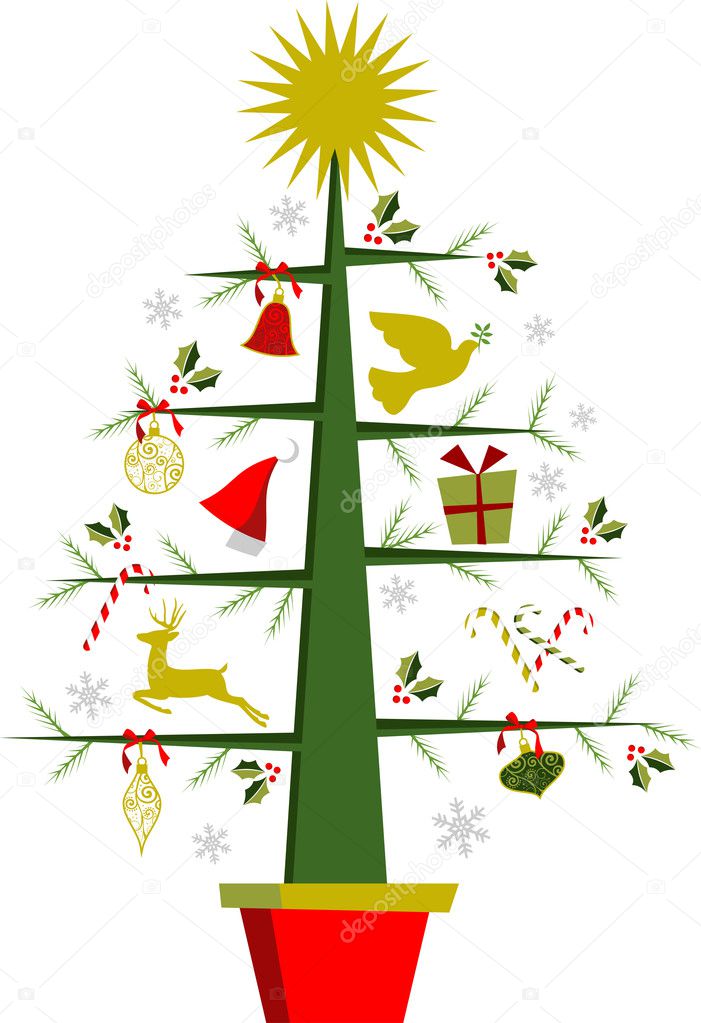 Christmas tree with symbols and decorations