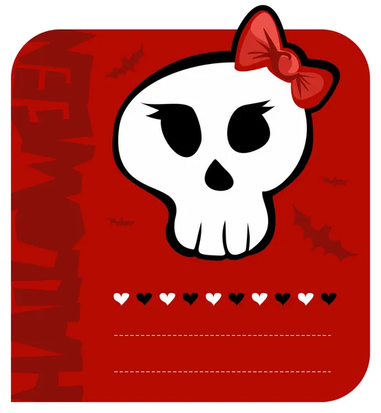 Halloween crânio menina cartão de saudação —  Vetores de Stock