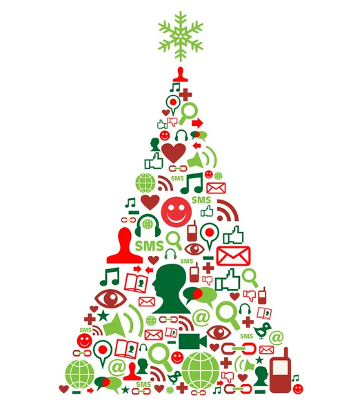 stock vector Christmas tree with social media icons