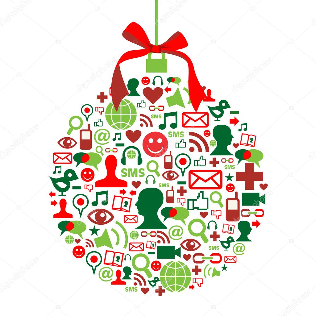 Christmas bauble with social media icons