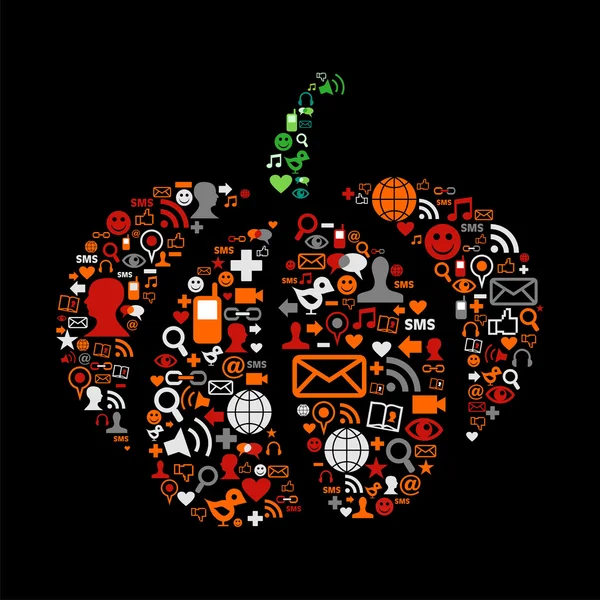 Citrouille d'Halloween dans les icônes des médias sociaux — Image vectorielle