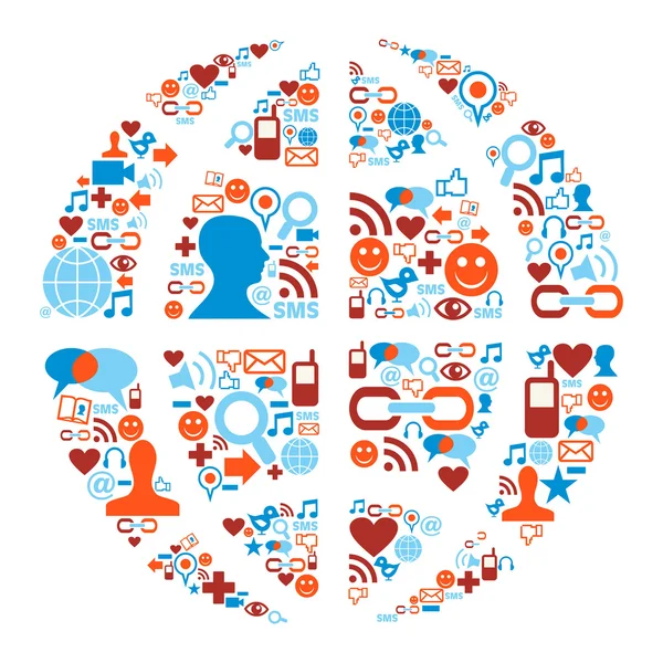 Sosyal Medya ağ Icons dünya sembolü — Stok Vektör