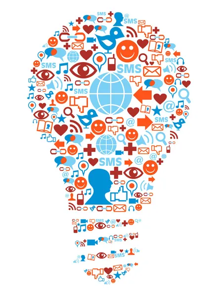 Símbolo de lâmpada em ícones de rede de mídia social —  Vetores de Stock