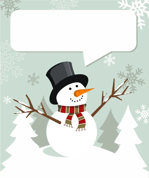 Χιονάνθρωπος Χριστούγεννα με διάλογο μπαλόνι — Διανυσματικό Αρχείο