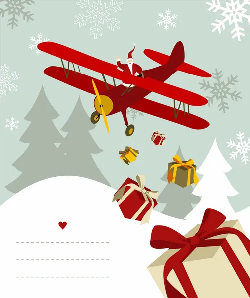 Santa Claus in airplane — Stock Vector