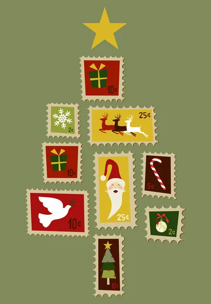 圣诞节树邮票. — 图库矢量图片