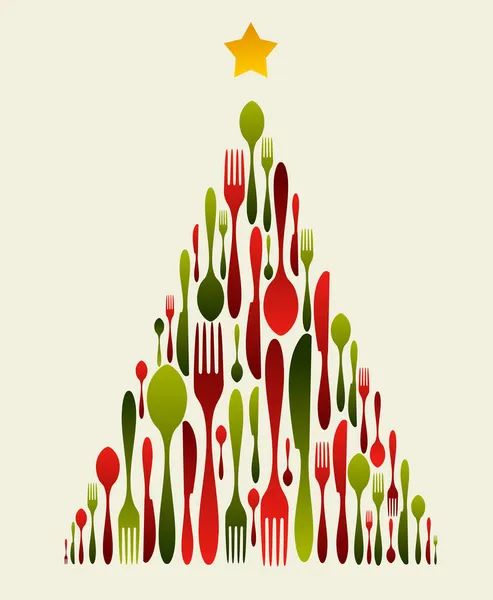 圣诞树餐具 — 图库矢量图片