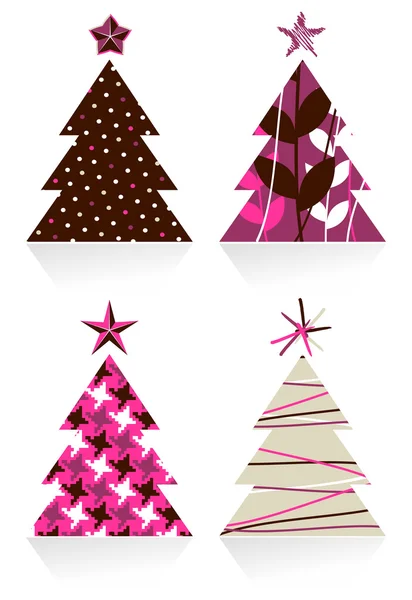 Julgranar med olika texturer design — Stock vektor