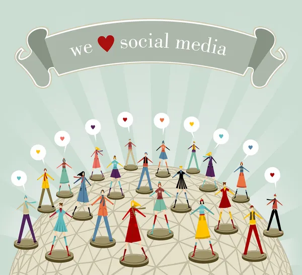 Kami suka jejaring media sosial - Stok Vektor