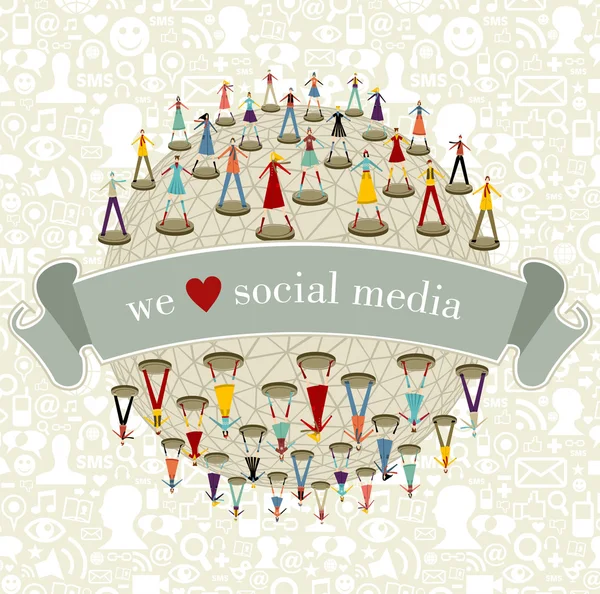 私たちのソーシャル メディア ネットワークを愛します。 — ストックベクタ