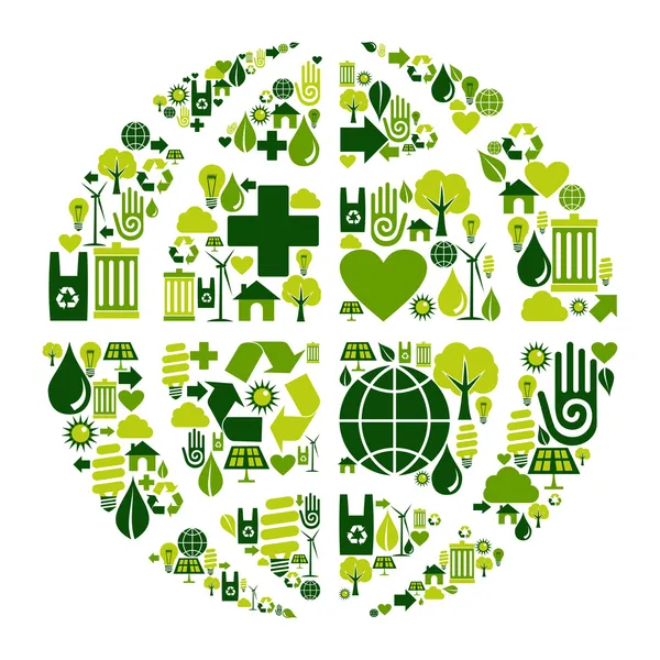 Globo de la Tierra símbolo con iconos ambientales — Vector de stock