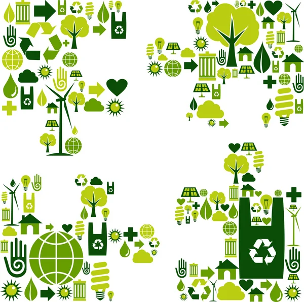 Puzzle pièce avec des icônes environnementales — Image vectorielle
