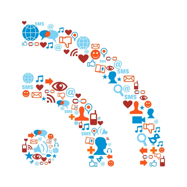 Média ikonok textúra az RSS-szimbólum — Stock Vector