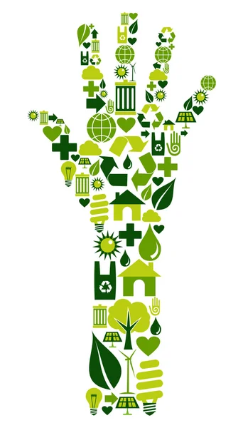 Human hand with environmental icons — Stock Vector