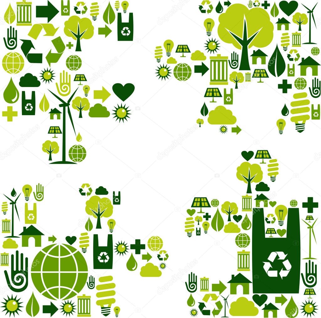 Puzzle piece with environmental icons