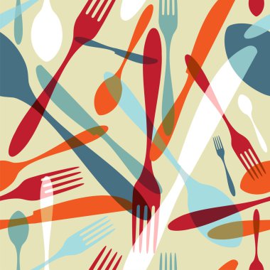 Cutlery transparent silhouette pattern background clipart