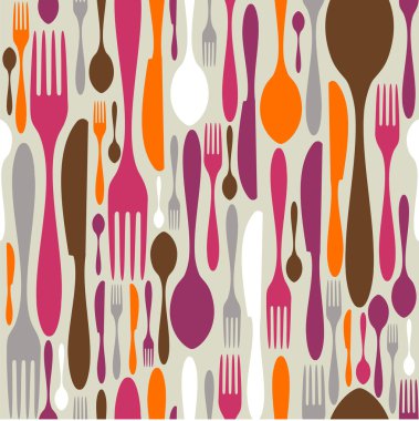Cutlery silhouette icons pattern background clipart