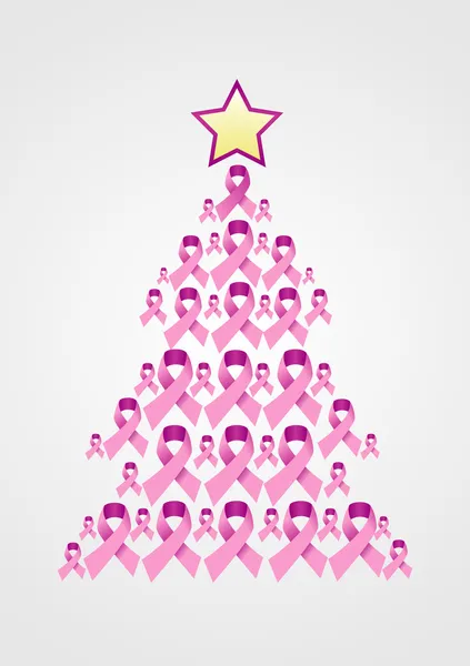 Fita de câncer de mama Árvore de Natal . — Vetor de Stock