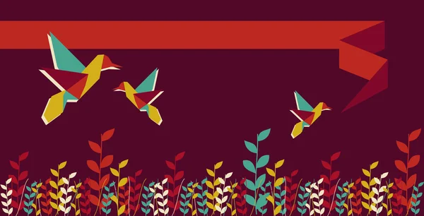 Origami colibrí grupo bandera — Archivo Imágenes Vectoriales