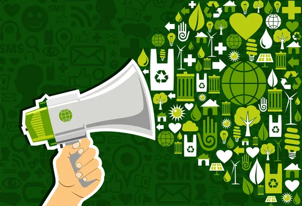 Ir a redes sociales verdes Marketing — Vector de stock