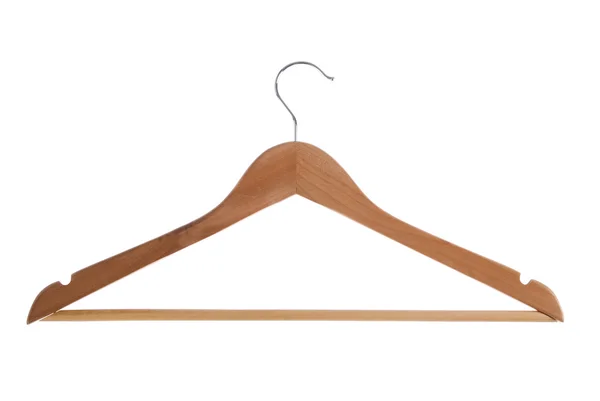 Wooden hanger isolated with clipping path — Stock Photo, Image