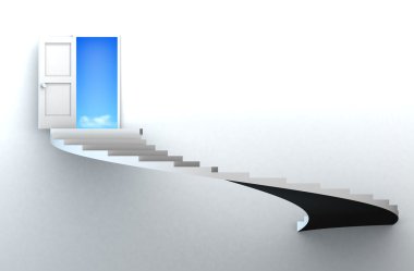 3D stairs up to clean sky with clipping path clipart