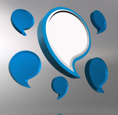 3d Blue social media bubble set clipart