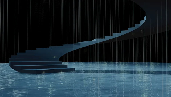 Deštivé 3D schodiště — Stock fotografie