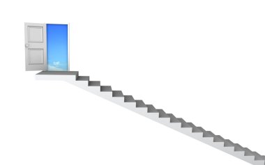 3D stairs up to clean sky with clipping path clipart