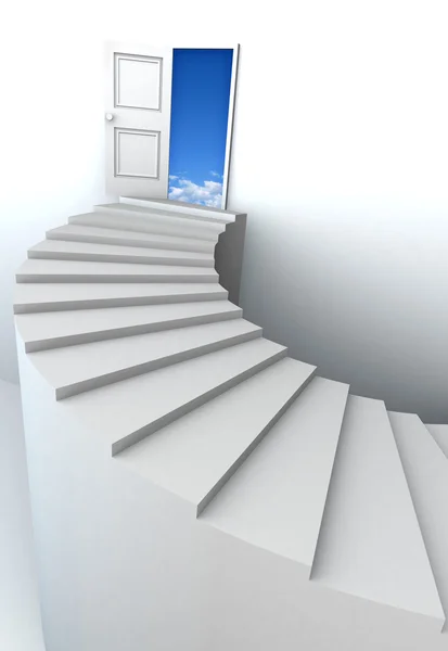 3D stairs up to clean sky with clipping path — Stock Photo, Image