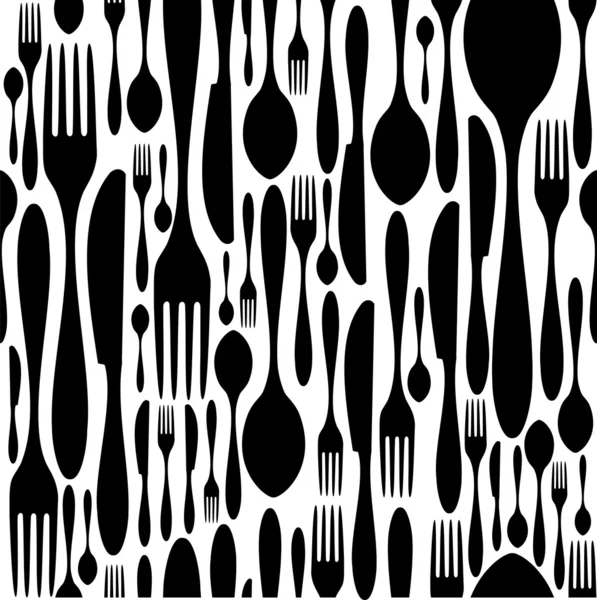Cutlery pattern in black and white — Stock Vector