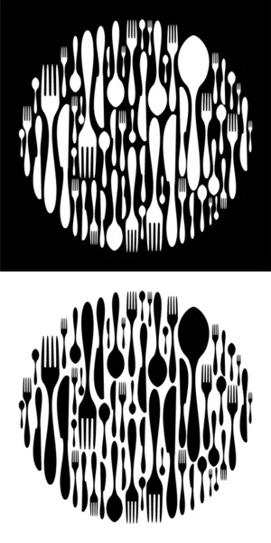 Forme de cercle faite d'icônes de couverts — Image vectorielle