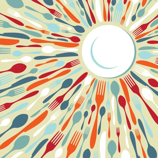 Couverts fond de restaurant dans des couleurs rétro — Image vectorielle